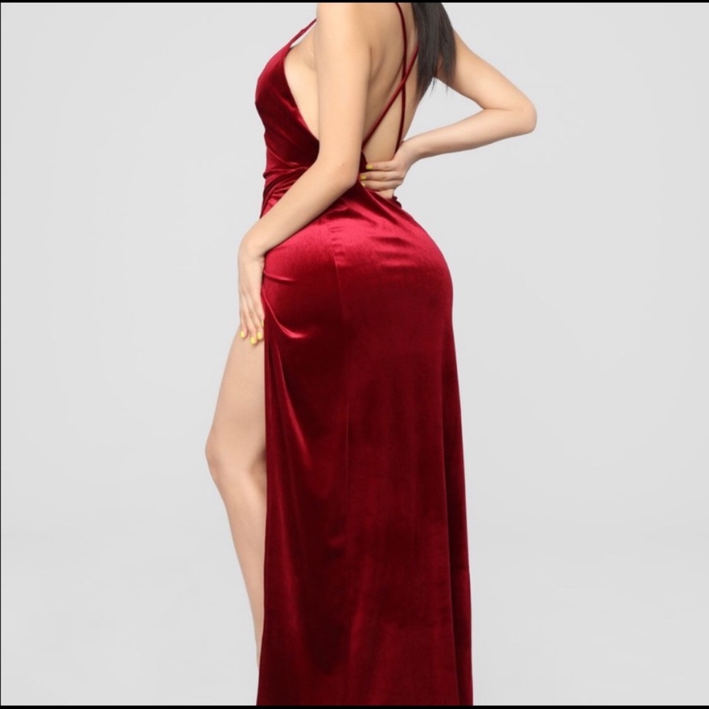 Burgandy Velvet Fashion Nova Dress